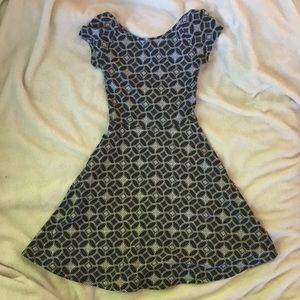 Black and White Patterned Skater Dress